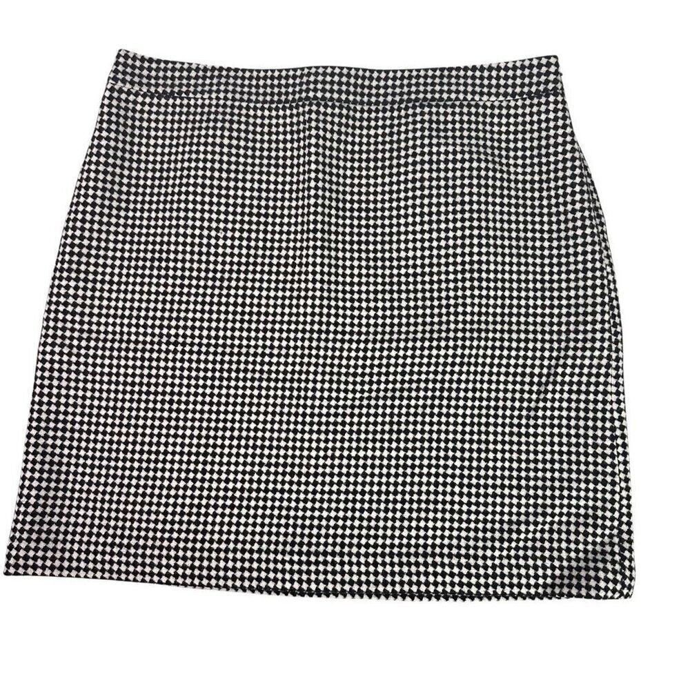 Talbots Women's size 16P Black White Checkerboard Print Skirt